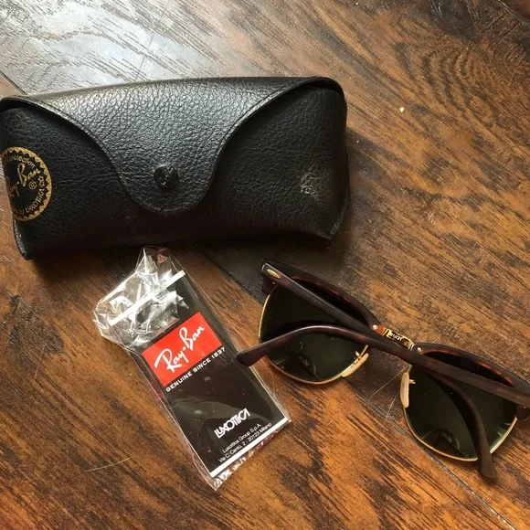 LIKE NEW TORIOSEHELL CLASSIC RAYBAN CLUBMASTER SUNGLASSES display picture 3